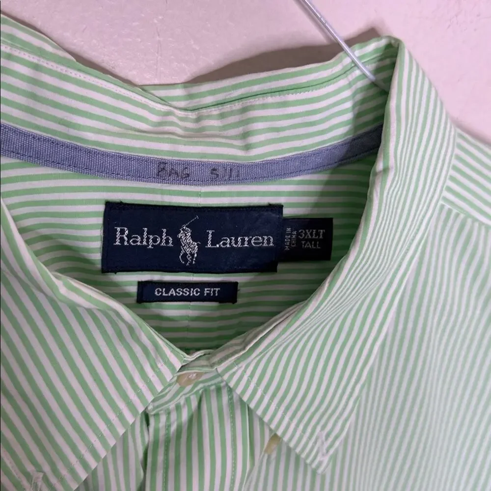 Ralph Lauren Men's Classic Fit Light Green Striped Shirt Size 3XLT